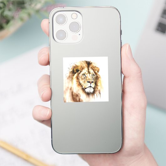 Majestic Waterverf Lion Square Sticker (Telefoon)