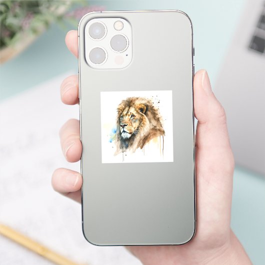 Majestic Waterverf Lion Square Sticker (Telefoon)