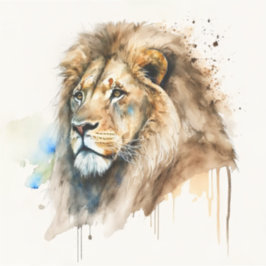 Majestic Waterverf Lion Square Sticker