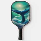 Majestic Whale Tail Blauw en Wit Monogram Pickleball Paddle (Achterkant)