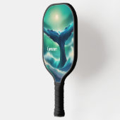 Majestic Whale Tail Blauw en Wit Monogram Pickleball Paddle (Links)