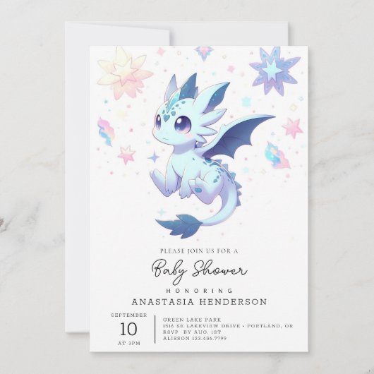 Majestic Whimsical Dragon Baby shower Kaart (Voorkant)