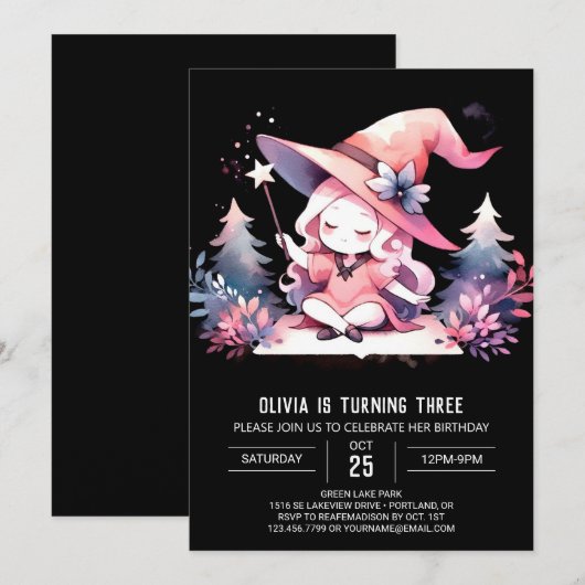 Majestic Whimsical Wizard Verjaardag Kaart (Voorkant / Achterkant)