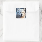 Majestic White Arctic Wolf Art Vierkante Sticker (Tas)