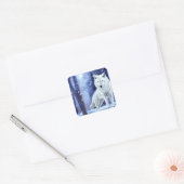 Majestic White Arctic Wolf Art Vierkante Sticker (Envelop)