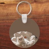 Majestic white cat lover sleutelhanger (Achterkant)