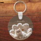 Majestic white cat lover sleutelhanger (Voorkant)