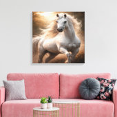 Majestic White Horse Canvas Afdruk (Insitu (Woonkamer))