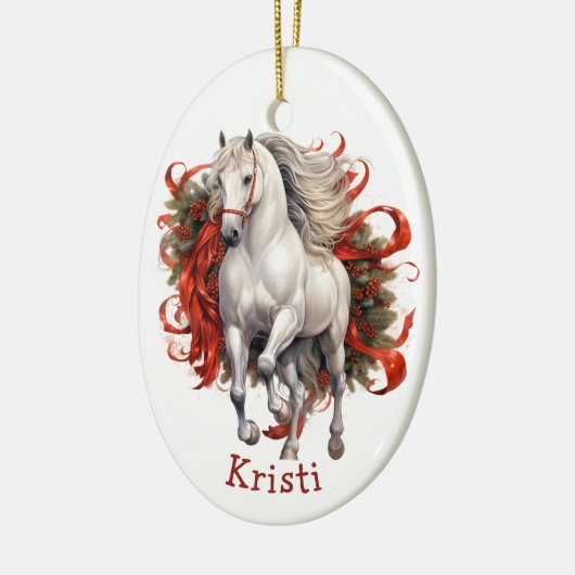 Majestic White Horse Kinder kerst Keramisch Ornament (Links)