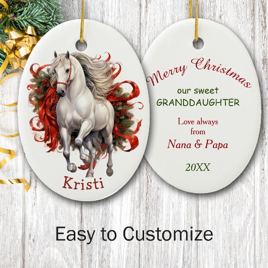 Majestic White Horse Kinder kerst Keramisch Ornament