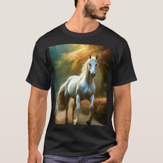 "Majestic White Horse T-Shirt Design" (Voorkant)