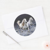 Majestic White Horses Ronde Sticker (Envelop)