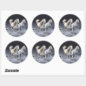 Majestic White Horses Ronde Sticker (Vel)