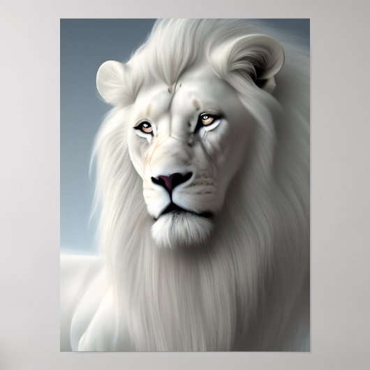 Majestic White Lion Art Poster (Voorkant)