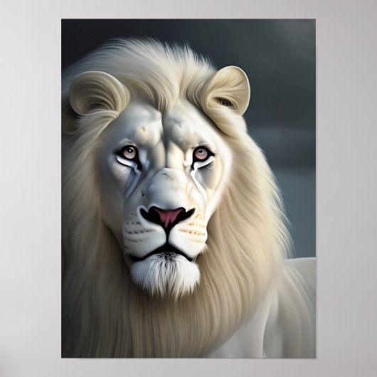 Majestic White Lion Art Poster (Voorkant)