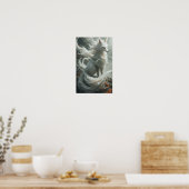 Majestic White Nine-Tailed Fox Poster (Keuken)