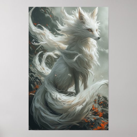 Majestic White Nine-Tailed Fox Poster (Voorkant)