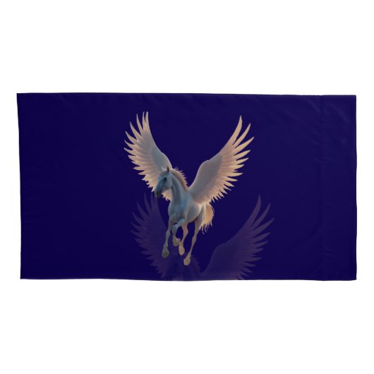 Majestic White Pegasus Flying in Night Sky Fantasy Kussensloop (Achterkant-Rechts)