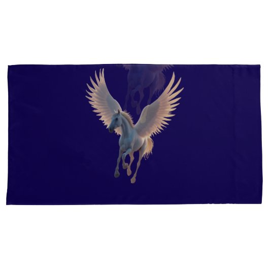 Majestic White Pegasus Flying in Night Sky Fantasy Kussensloop (Voorkant-Rechts)