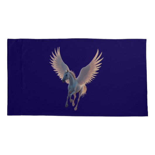 Majestic White Pegasus Flying in Night Sky Fantasy Kussensloop (Achterkant-Links)