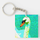 Majestic White Swan Head Button Sleutelhanger (voorkant)