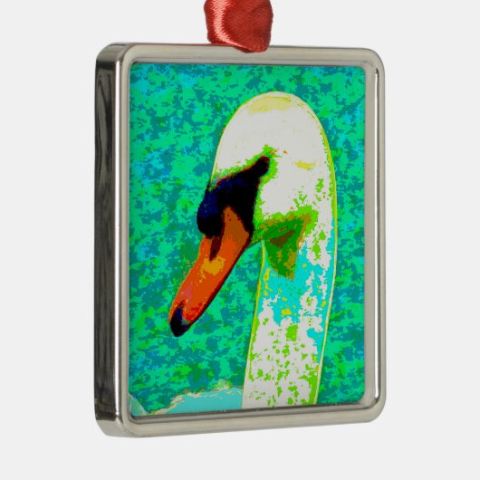 Majestic White Swan Head Metalen Ornament (Rechts)