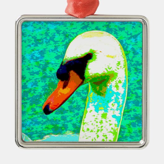 Majestic White Swan Head Metalen Ornament (Voorkant)