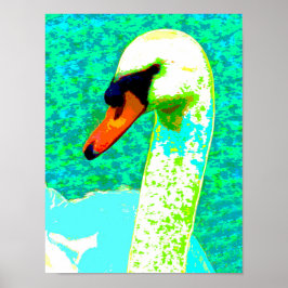 Majestic White Swan Head Poster