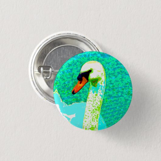 Majestic White Swan Head Ronde Button 3,2 Cm (Voorkant /achterkant)