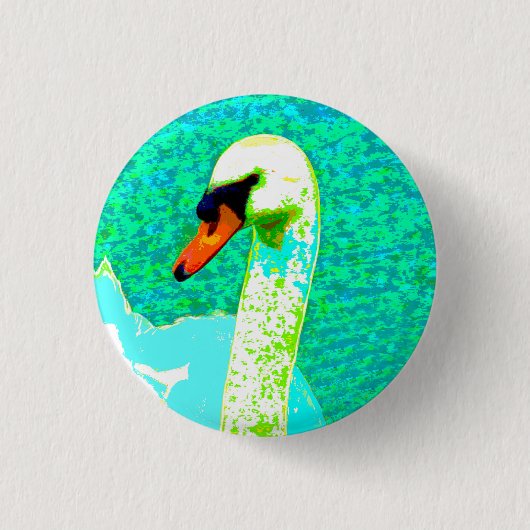 Majestic White Swan Head Ronde Button 3,2 Cm (Voorkant)