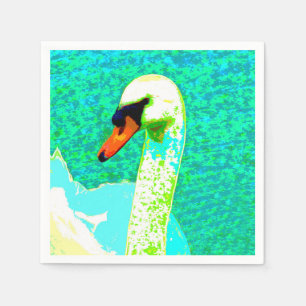 Majestic White Swan Head Servet