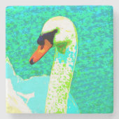 Majestic White Swan Head Stenen Onderzetter (Voorkant)