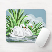 Majestic White Swan Pair Muismat (Met muis)