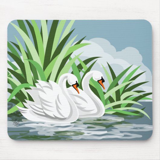Majestic White Swan Pair Muismat (Voorkant)