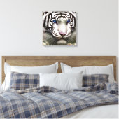 Majestic White Tiger Blue Eyes Art Canvas Afdruk (Insitu (Slaapkamer))