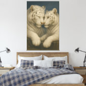 Majestic White Tiger Couple – Emotional Fine Art  Canvas Afdruk (Insitu (Slaapkamer))
