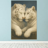 Majestic White Tiger Couple – Emotional Fine Art  Canvas Afdruk (Insitu (Houten vloer))