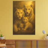 Majestic White Tiger Family – Fine Art Canvas Prin (Insitu (Woonkamer))