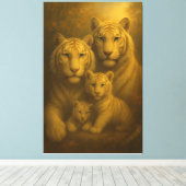 Majestic White Tiger Family – Fine Art Canvas Prin (Insitu (Houten vloer))