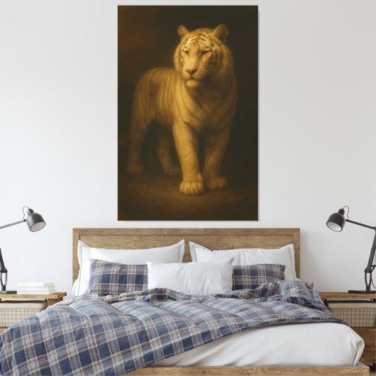 Majestic White Tiger – Fine Art Canvas (Insitu (Slaapkamer))