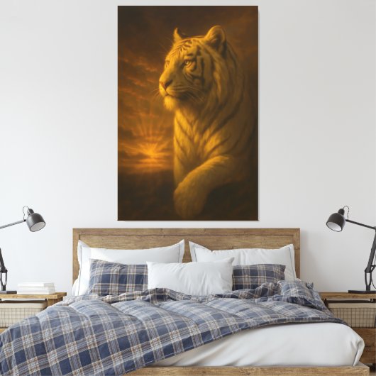 Majestic White Tiger – Fine Art Canvas Afdruk (Insitu (Slaapkamer))