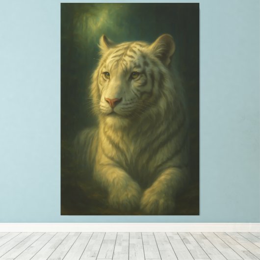 Majestic White Tiger – Fine Art Canvas Afdruk (Insitu (Houten vloer))