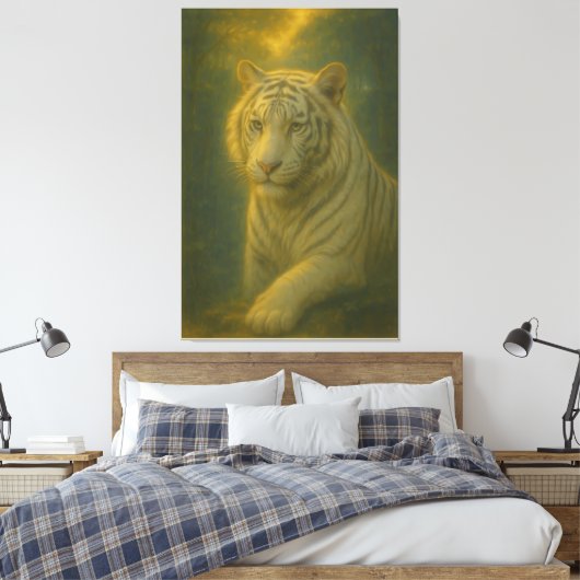 Majestic White Tiger – Fine Art Canvas Afdruk (Insitu (Slaapkamer))