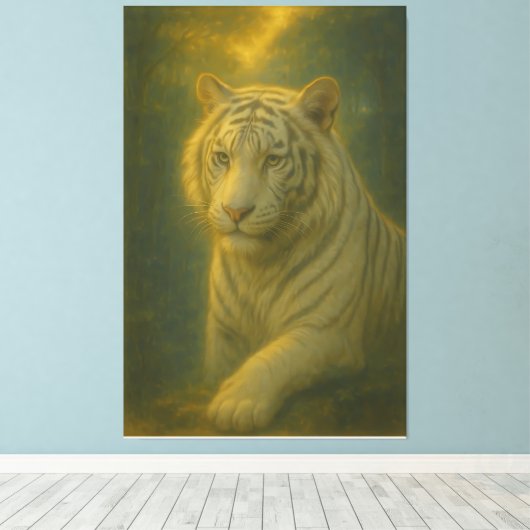 Majestic White Tiger – Fine Art Canvas Afdruk (Insitu (Houten vloer))