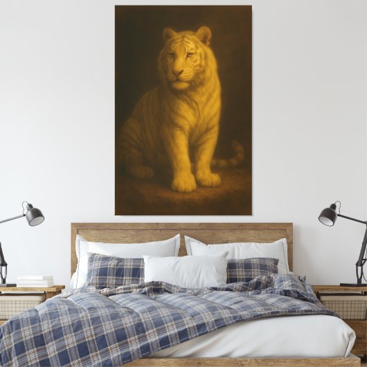 Majestic White Tiger – Fine Art Canvas Print (Insitu (Slaapkamer))