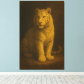 Majestic White Tiger – Fine Art Canvas Print (Insitu (Houten vloer))