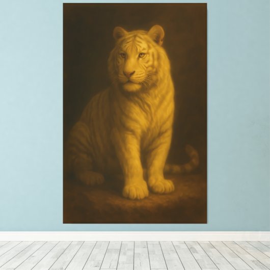 Majestic White Tiger – Fine Art Canvas Print (Insitu (Houten vloer))