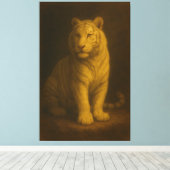 Majestic White Tiger – Fine Art Canvas Print (Insitu (Houten vloer))