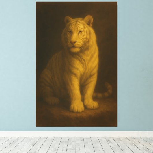 Majestic White Tiger – Fine Art Canvas Print (Insitu (Houten vloer))