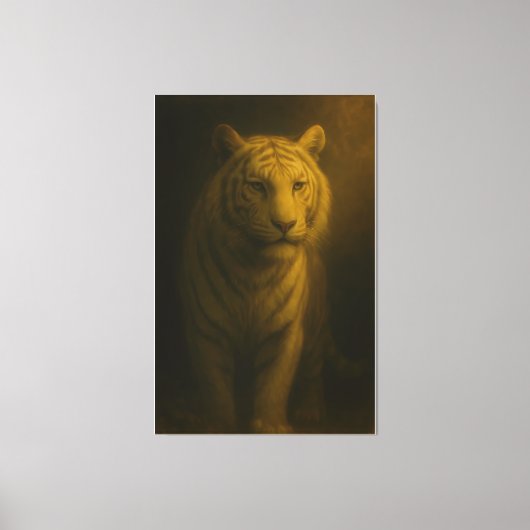 Majestic White Tiger – Fine Art Golden Portrait Canvas Afdruk (Voorkant)